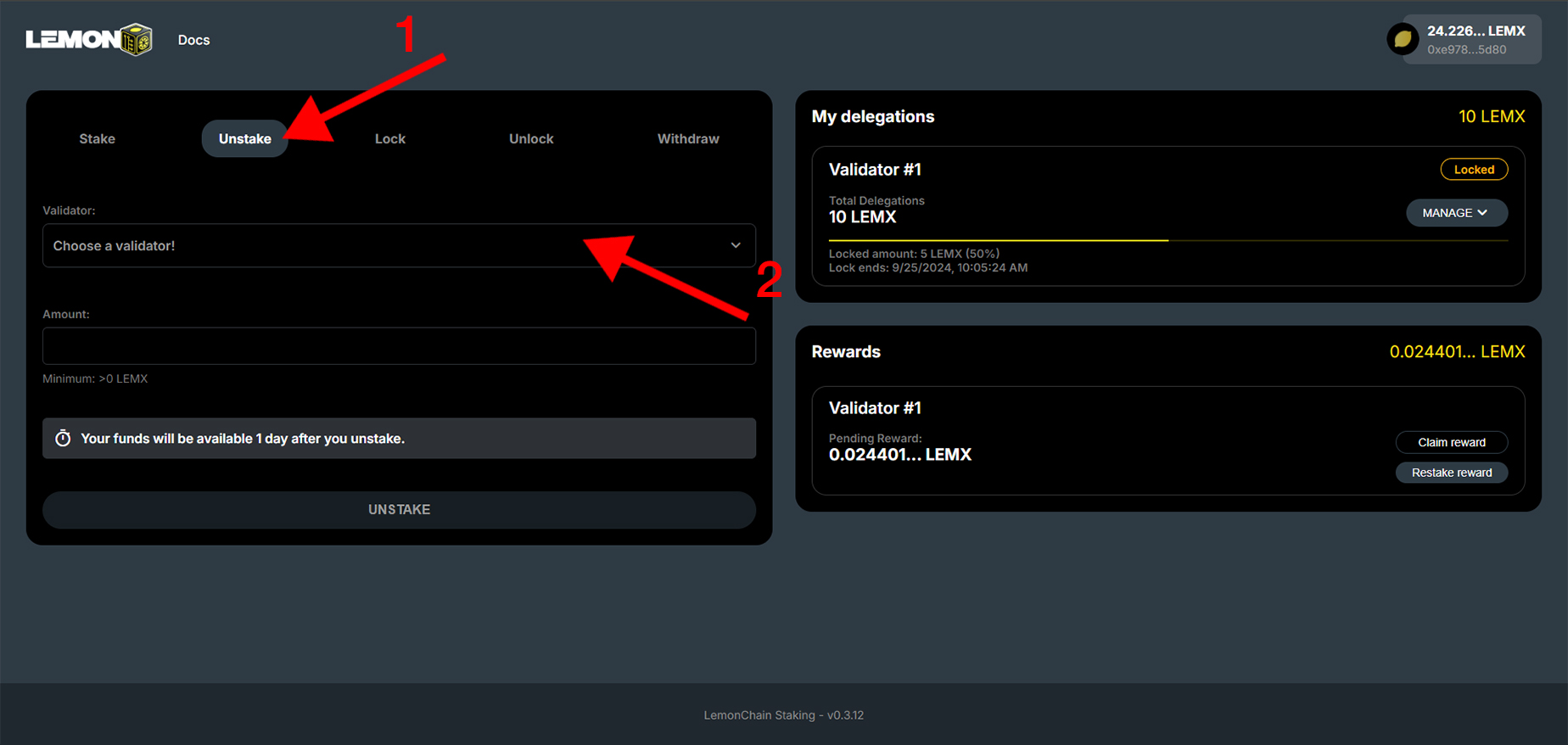 &quot;Unstaking Step 1&quot;